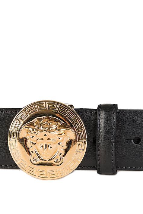 Versace Men's Printed Elk Gold Medusa Buckle Belt